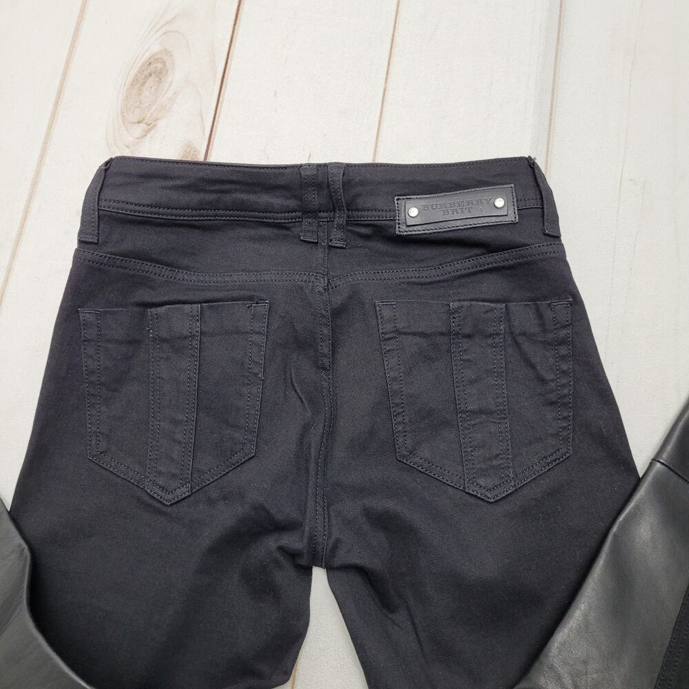 Burberry Brit black leather panel skinny jeans equestrian moto - Picture 9 of 10